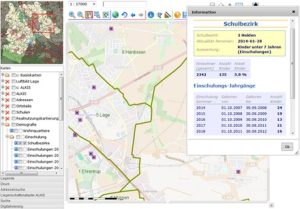 Mapserver-Dienst unterstützt die Stadt Lage bei der Planung von Schulbezirken.