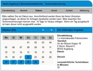 Kunden können jetzt online Termine bei der Fahrerlaubnisbehörde in Augsburg vereinbaren.