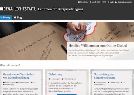 Bei dem Entwurf einer Leitlinie für Bürgerbeteiligung können jetzt Bürger der Stadt Jena online mitwirken.