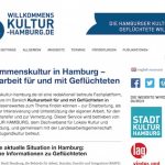 Informationen zur Kulturarbeit mit Flüchtlingen sind jetzt auf der Website willkommenskultur-hamburg.de enthalten.
