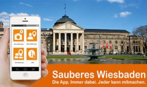 In Wiesbaden können Hinweise zu Verschmutzungen im Stadtgebiet via Hotline und App gemeldet werden.