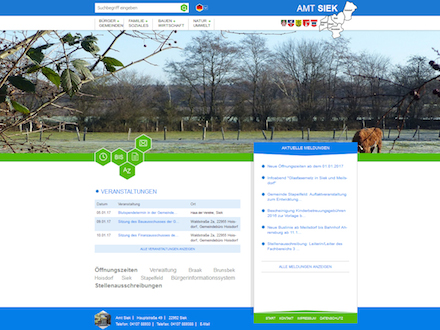 Das neue Internet-Portal des Amtes Siek.