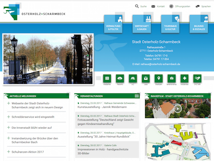 Neue Website der Stadt Osterholz-Scharmbeck. Durch die Portalgemeinschaft mit dem Kreis Osterholz entstehen Synergieeffekte.