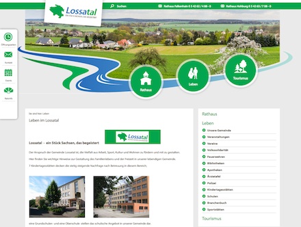 Ganz in grün und blau: Das Wappen der Gemeinde Lossatal hat die Farbgebung der Website beeinflusst.