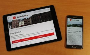 Die Website der Stadt Kalkar passt sich verschiedenen Endgeräten an.