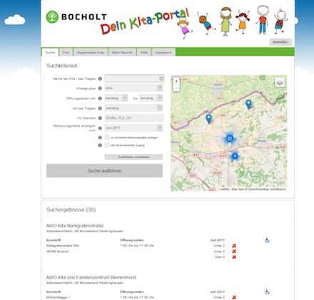 Auf dem Kita-Portal können sich die Eltern durch das Angebot der Stadt klicken.
