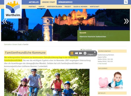 Texte auf der Website der Stadt Wertheim können sich Interessierte vorlesen lassen.