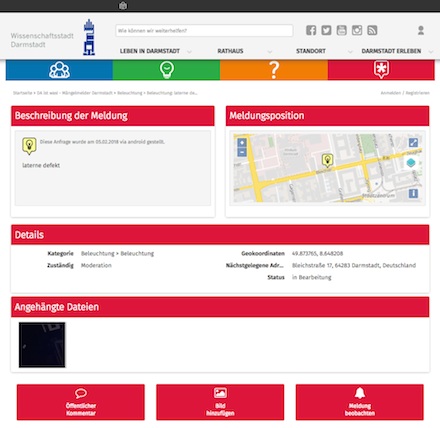 Darmstädter können Mängel über das Portal „DA ist was!“ online melden.