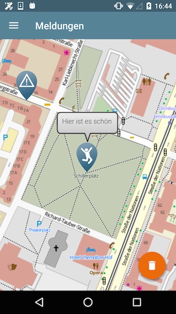 Über die MobiApp Chemnitz können Nutzer auch Straßen und Plätze in der Stadt bewerten.