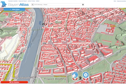 Der BayernAtlas enthält ab sofort auch 3D-Daten.