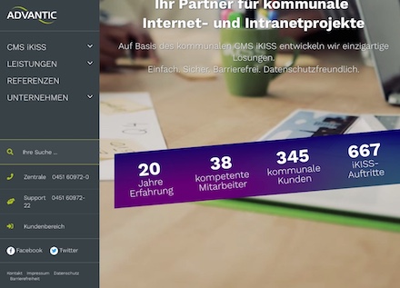 Advantic zeigt neue Seiten im Internet.