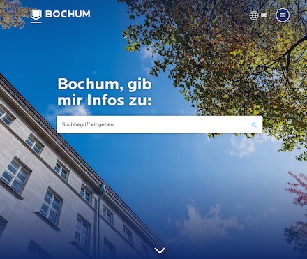 Die Startseite des Bochum-Portals ist im Design einer Suchmaschine gehalten