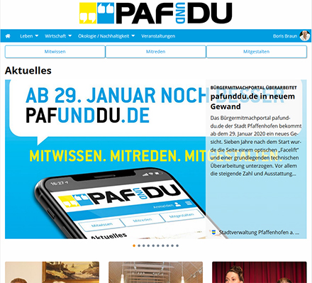 Das Bürgerportal von Pfaffenhofen an der Ilm ist seit dem Relaunch auch für die Nutzung über das Smartphone optimiert.