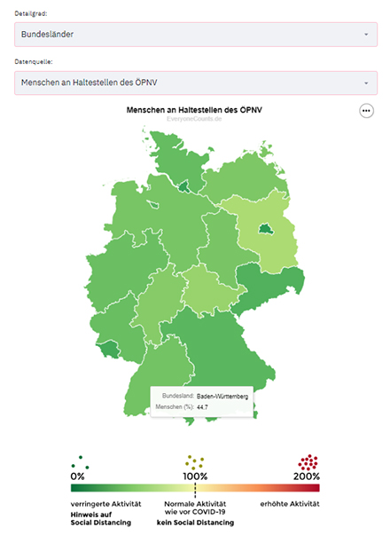 Die Karte zeigt tagesaktuell