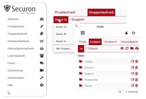 Lehrer und Schüler können über die Benutzerverwaltung angelegt und in Klassen zusammengeführt werden.