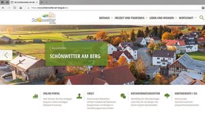 Beispiel-Website der fiktiven Kommune Schönwetter am Berg.