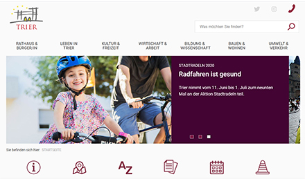 Nutzerfreundlich gestaltet: Die neue Startseite des Trierer Stadtportals.