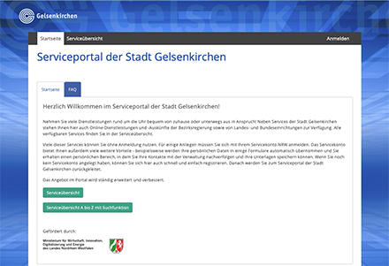 Das jetzt pilotierte Serviceportal ist Teil eines vom Land NRW geförderten Gemeinschaftsprojekts der Stadt Gelsenkirchen.