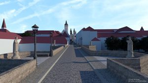 Das virtuelle Würzburg von der alten Mainbrücke gesehen. Nach ersten Erfahrungen mit einem digitalen Abbild soll nun die ganze Stadt einen digitalen Zwilling erhalten.