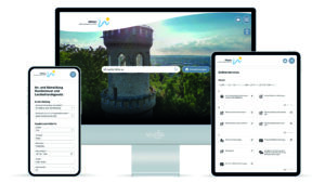 Screenshots der Wittener Website auf einem Smartphone, einem Desktop-Bildschirm und einem Tablet.