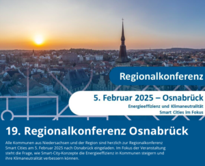 Screenshot der Einladung zur Regionalkonferenz, der außer den Veranstaltungsdaten auch einen Blick von oben auf die Stadt Osnabrück umfasst.