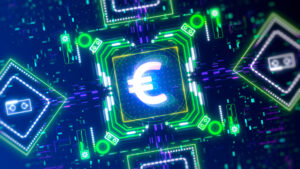 Futuristisches Symbol für den digitalen Euro