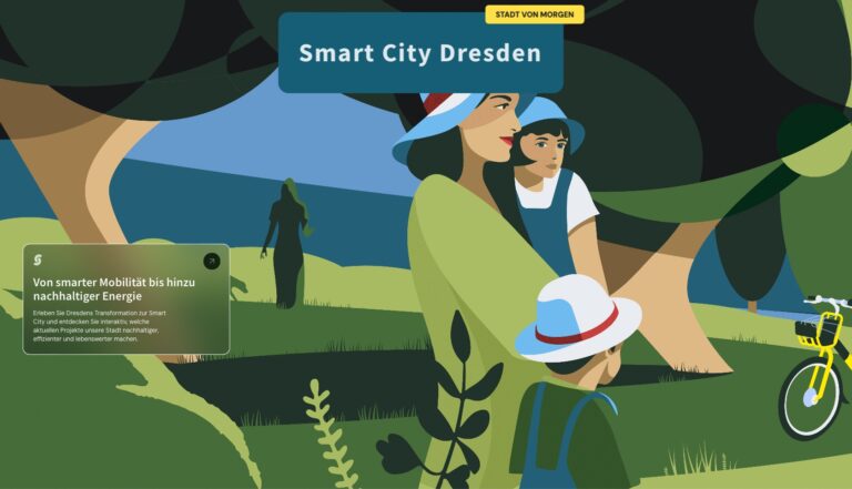 Startbildschirm der Website Smart City Dresden