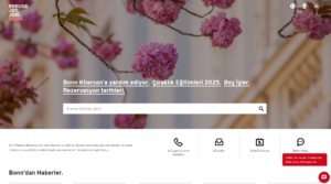 Screenshot der Startseite des Bonner Internetauftritts, festgehalten in türkischer Sprache.