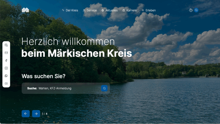Screenshot der Startseite vom Webportal des Märkischen Kreises.