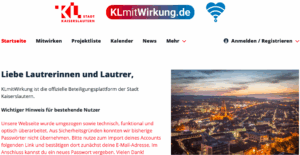 Screenshot der Startseite von klmitwirkung.de.