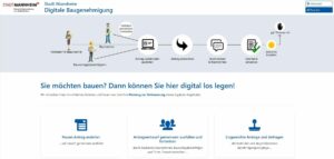 Screenshot der Startseite des virtuellen Bauamts der Stadt Mannheim.