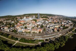 Panoramaansicht der Innenstadt von Jena