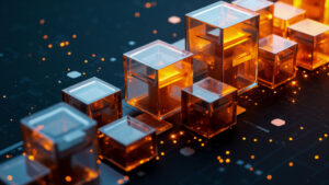 Eine Reihe durchsichtiger Bauklötze.