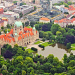 Blick von oben auf die Stadt Hannover.