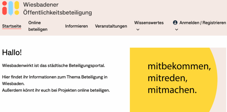 Screenshot der Startseite von wiesbadenwirkt.de.