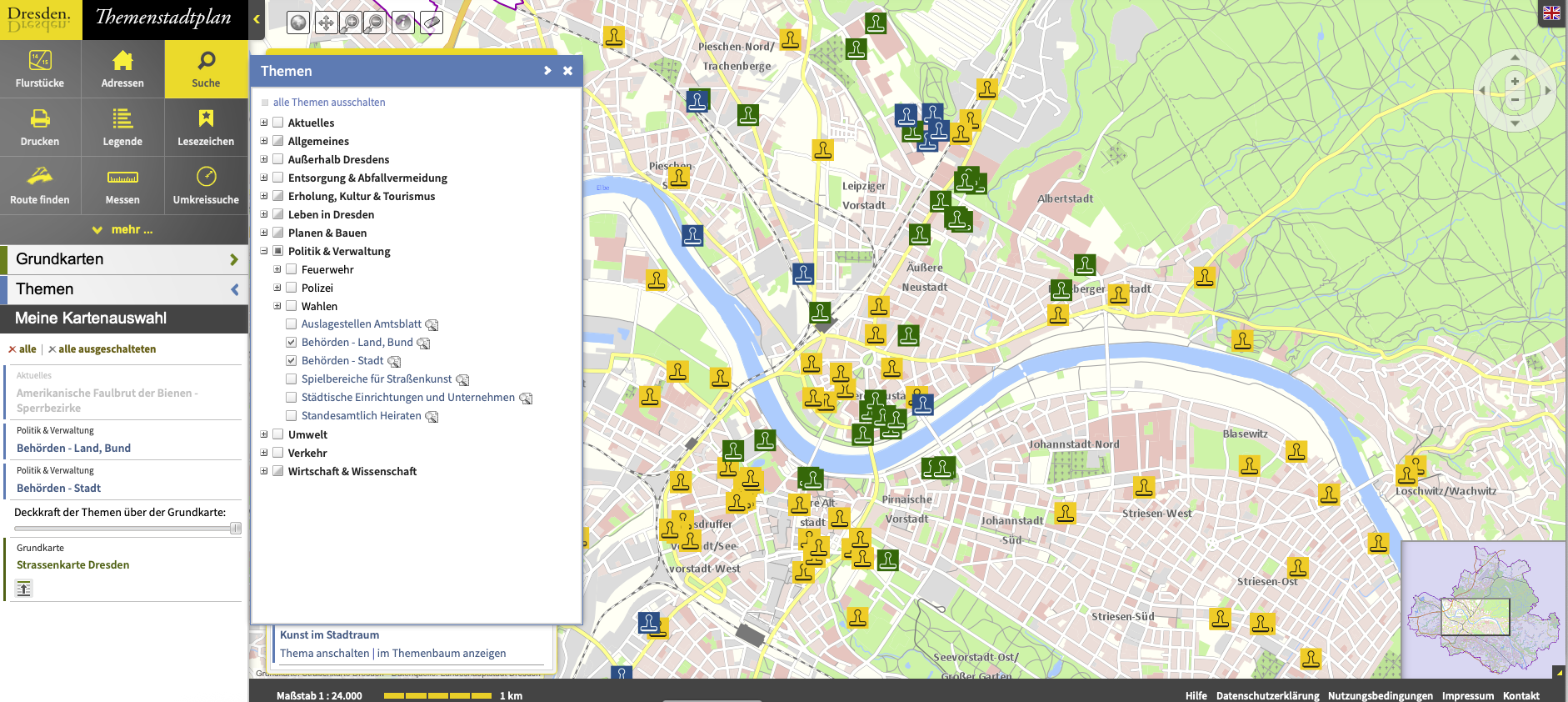 Screenshot vom Stadtplan Dresdens