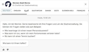 Dialogfenster des Chatbot Wormel