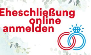 Schriftzug Eheschließung online anmelden