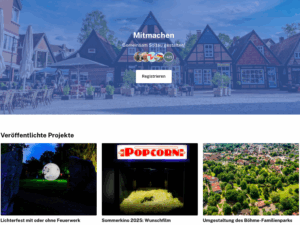 Screenshot der Startseite von mitmachen.soltau.de.