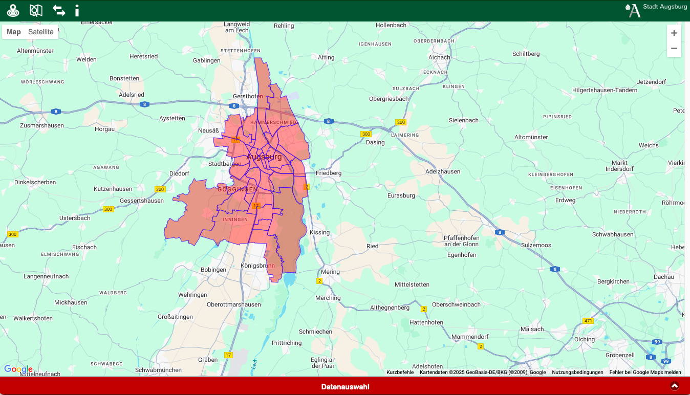 Screenshot der Browserversion der Statistikapp KOSIS für Augsburg.