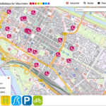 Screensgot aus dem Mannheimer Mobilitätsportal. Zu sehen ist eine Kartenansicht der Innenstadt mit eingeblendeten Baustellen.