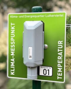 Messpunkt eines Sensors im Lutherviertel der Stadt Halle (Saale)