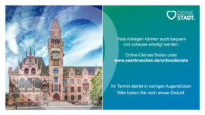 Screenshot des Wartescreens im virtuellen Bürgeramt Saarbrücken