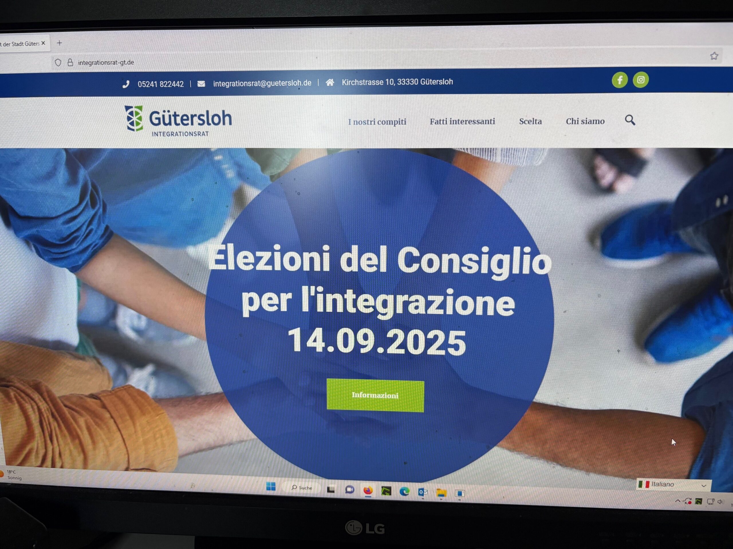Website Integrationsrat Gütersloh auf italienisch