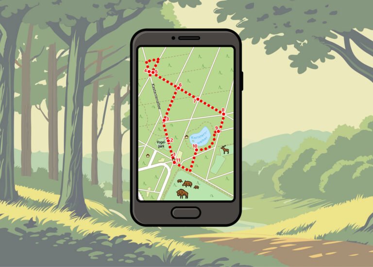 Darstellung der Wanderkarte am Handy-Bildschirm