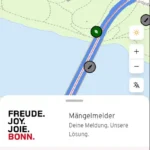 Screenshot auf dem Handy des Bonner Mängelmelders
