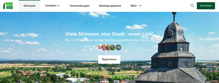 Screenshot der Startseite von unser.lich.de