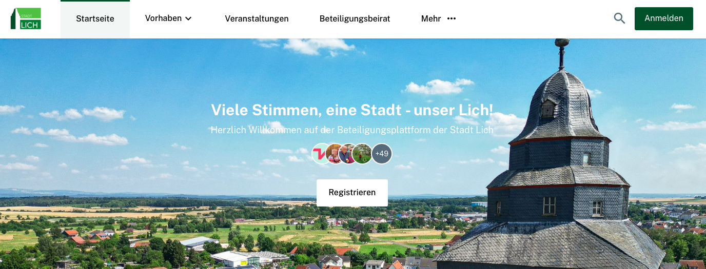 Screenshot der Startseite von unser.lich.de