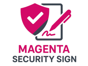 logo magenta security sign