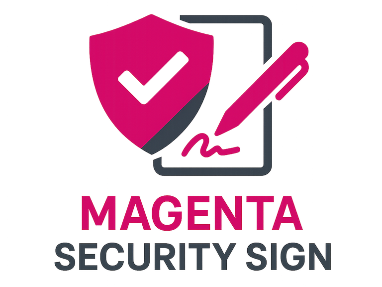 logo magenta security sign